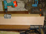 Installing dowels in the laminate joints.