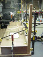 Assembly of the skirt,  leg braces and corner blocks added for strength.
